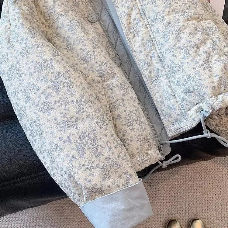Women’s Floral Puffer Jacket | Cottagecore Lightweight Quilted Bomber Coat