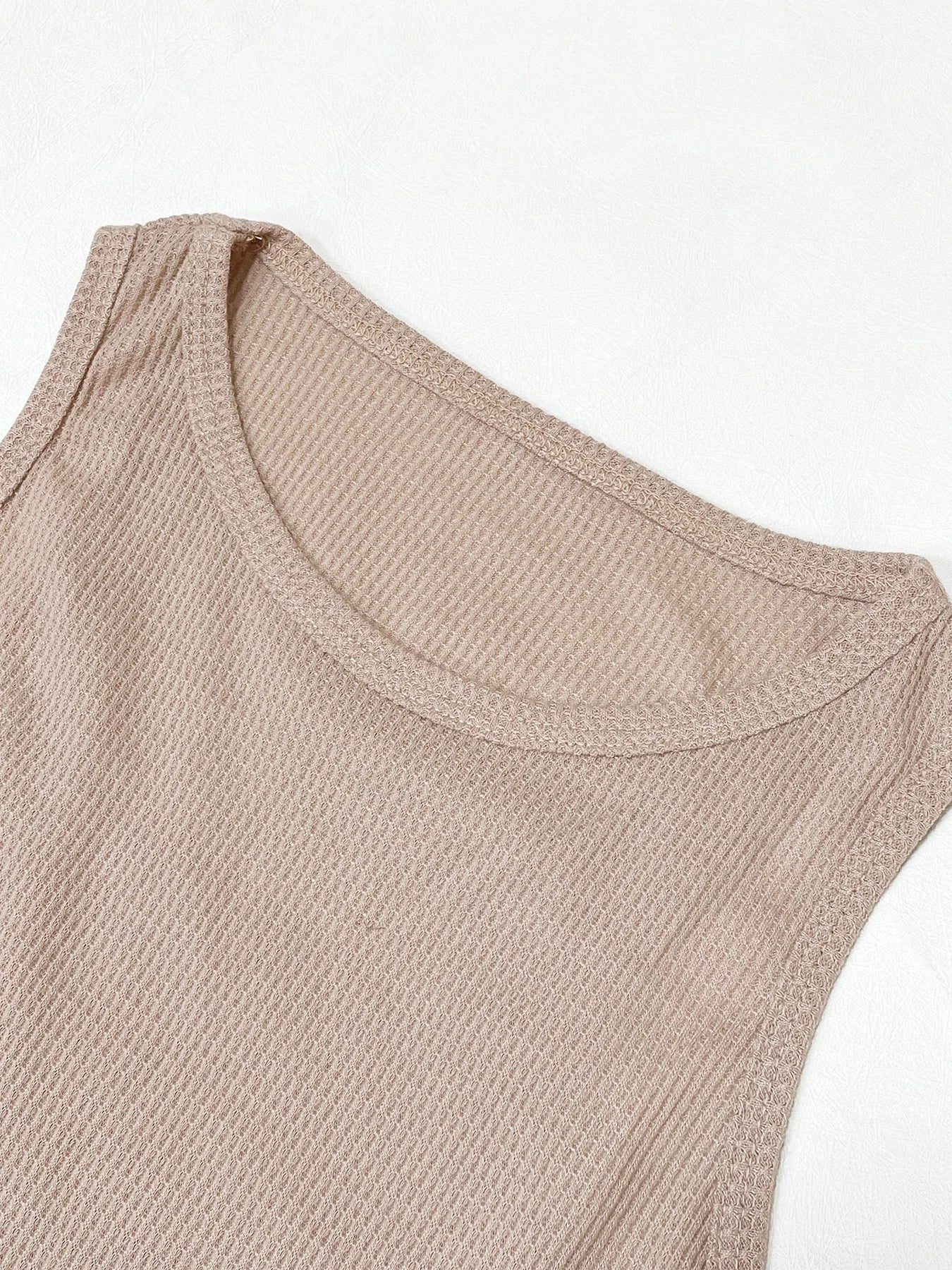 Women's Ribbed Lounge Co-Ord Set | Sleeveless Crop Top & Drawstring Shorts Matching Outfit