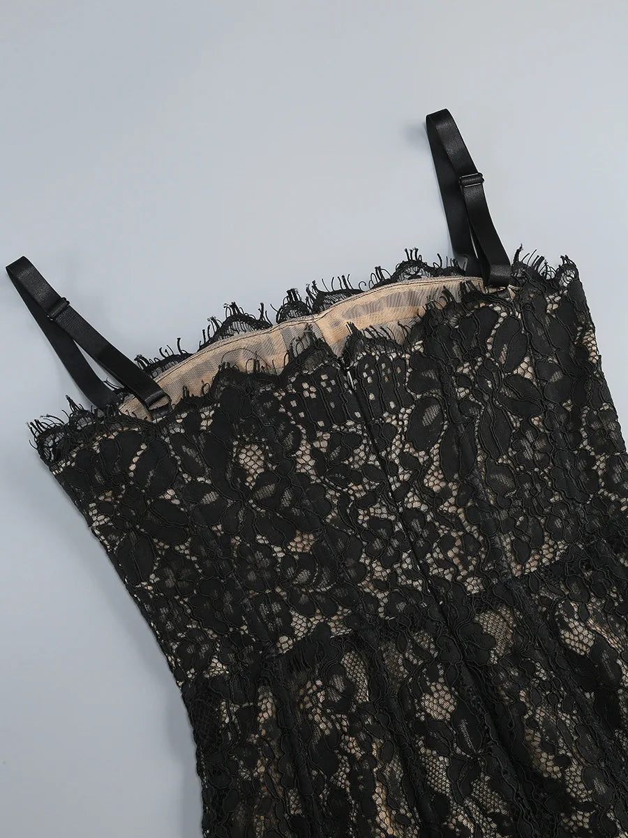 Women’s Sheer Lace Maxi Dress | Elegant Corset Bodycon Evening Dress for Cocktail Parties & Formal Events