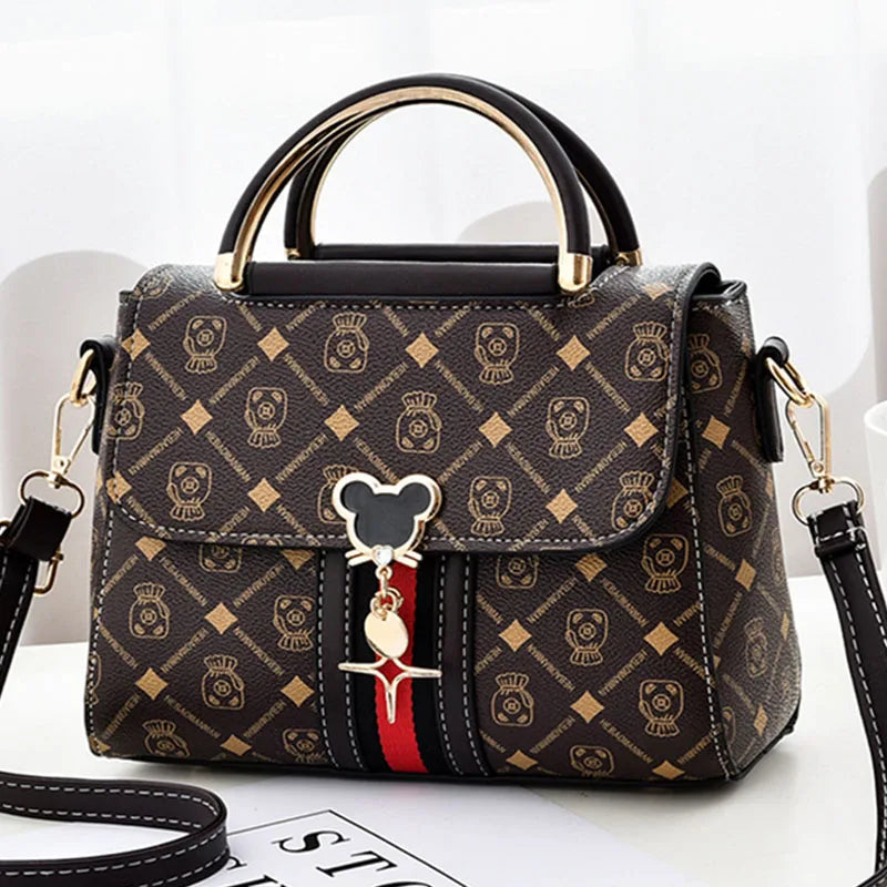 Cute Cartoon Print Handbag for Women | Elegant Crossbody Satchel Bag | Designer Top Handle Shoulder Purse | Fashion Everyday Tote