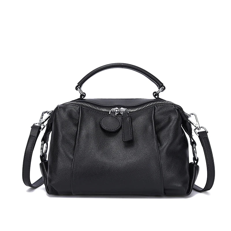 Soft Leather Crossbody Bag for Women | Elegant Top Handle Handbag | Casual Everyday Shoulder Purse | Minimalist Fashion Tote
