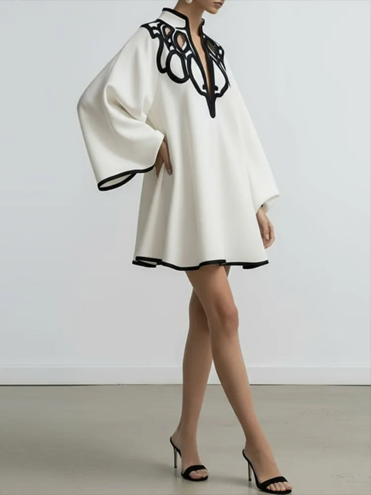 Kaftan Mini Dress Women | Long Sleeve Loose Fit Elegant Party Dress