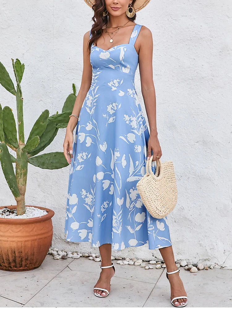 Floral Midi Dress Women | Summer A-Line Sundress