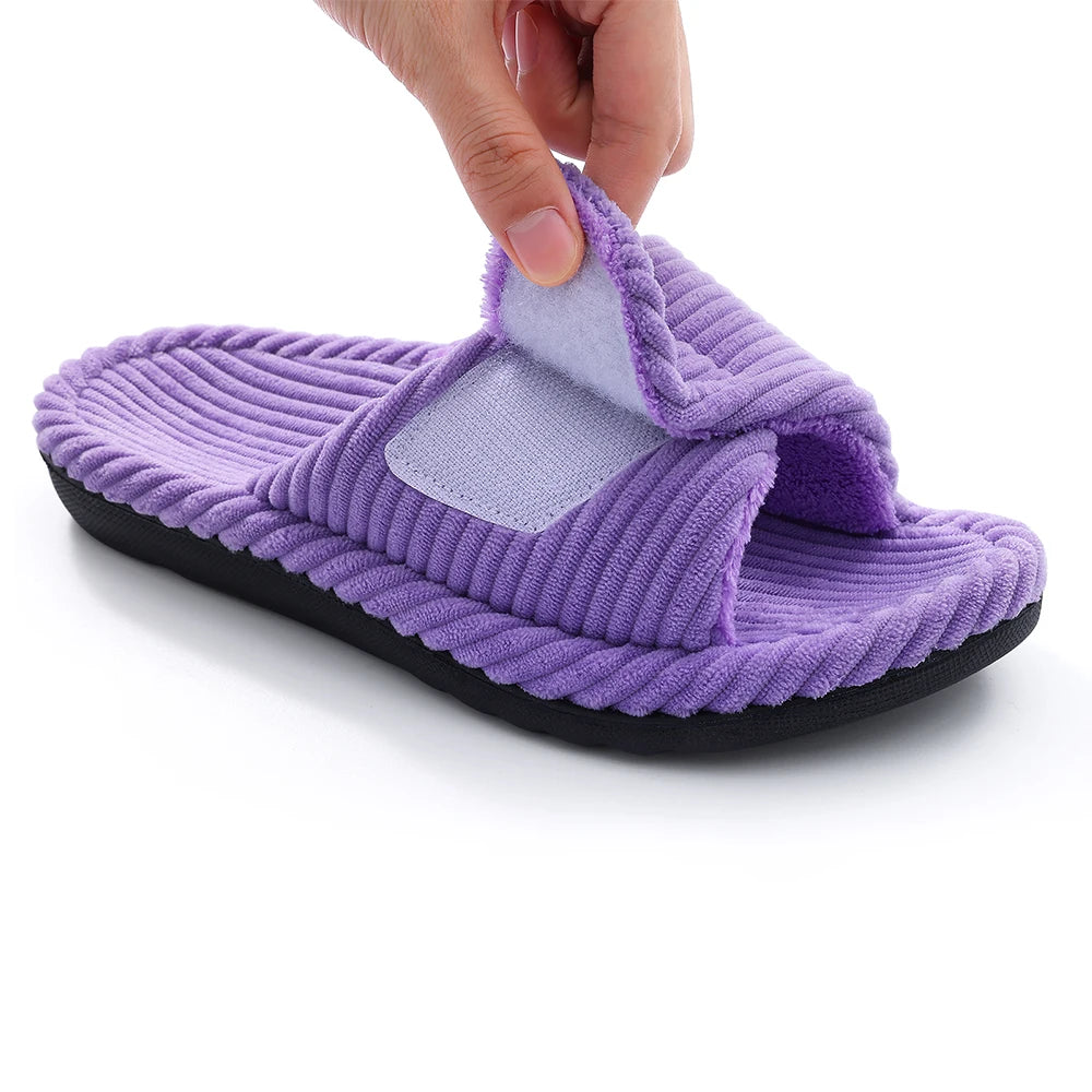 Women’s Ribbed Comfort Slide Slippers – Soft Cushioned Flat Sandals for Home, Casual & Everyday Wear