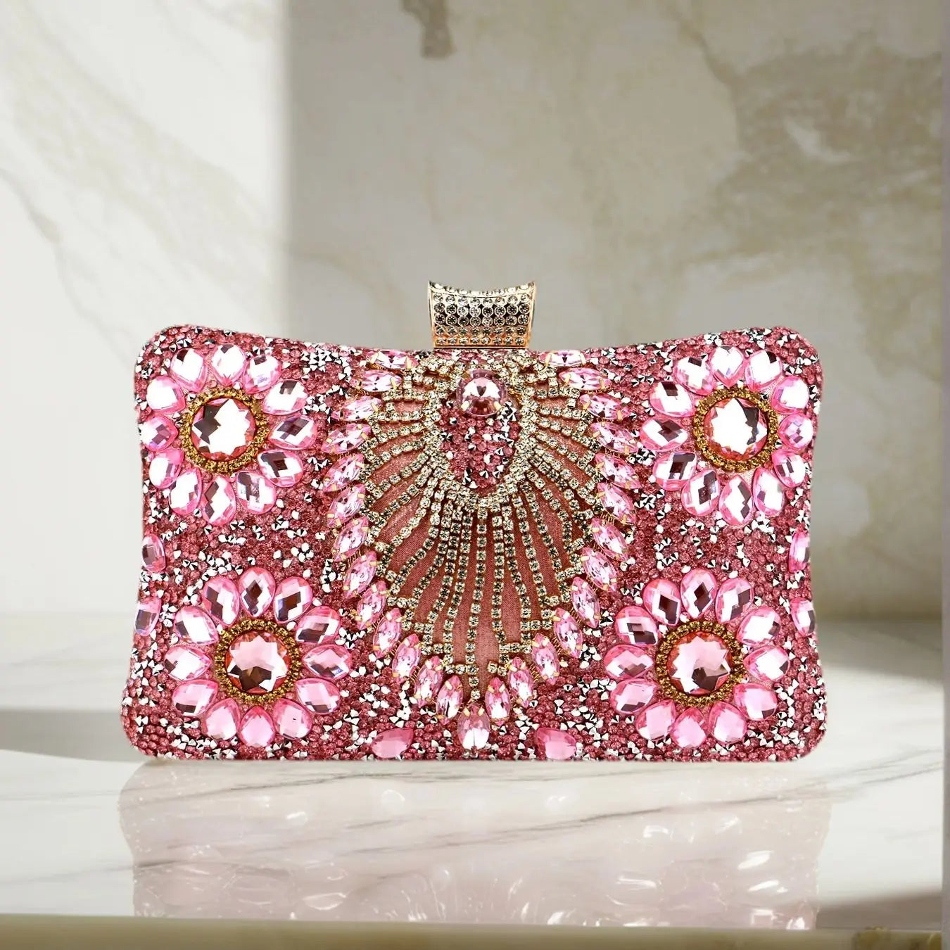 Luxury Rhinestone Evening Clutch for Women | Crystal Wedding Party Handbag | Elegant Designer Cocktail Purse | Glamorous Bridal Clutch