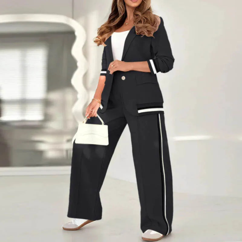 Women Blazer and Wide Leg Trouser Set | Elegant Co Ord Outfit