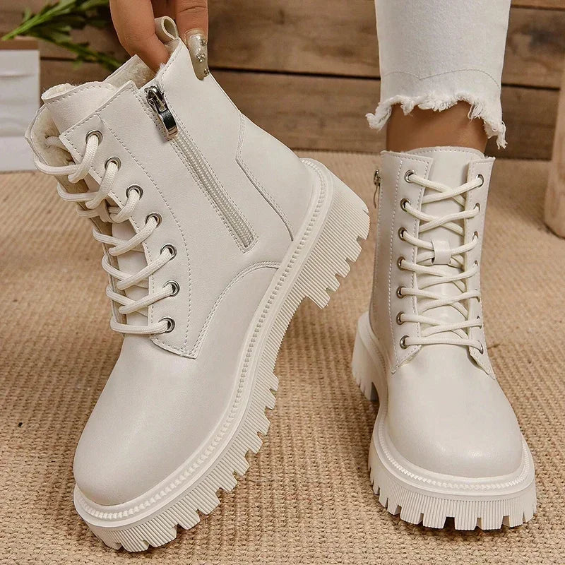 Women’s Lace-Up Combat Boots – Chunky Ankle Boots for Casual, Streetwear & Winter Fashion