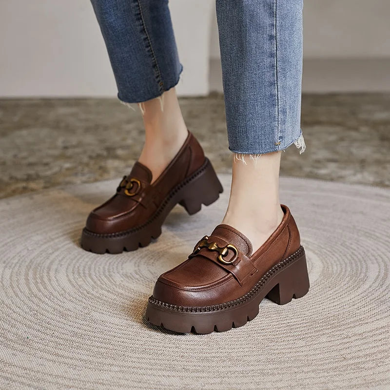 Women’s Chunky Platform Loafers – Casual Slip-On Shoes for Office, Streetwear & Everyday Fashion