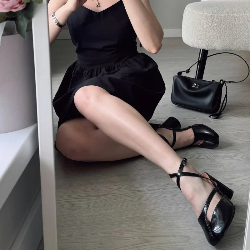 Women’s Tabi Mary Jane Block Heel Pumps – Patent Leather Ankle Strap Shoes for Office, Party & Everyday Chic Wear