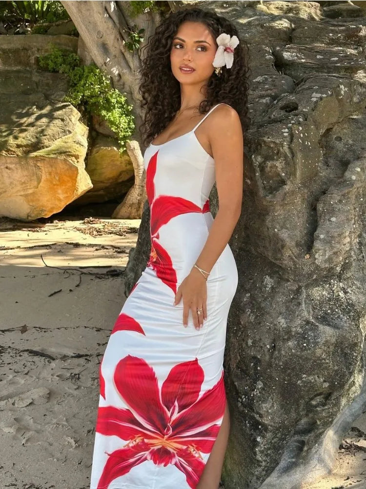 Floral Maxi Dress | Summer Beach Bodycon Slip Dress