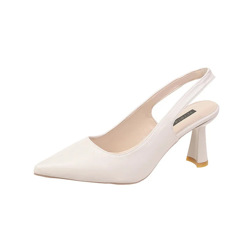Women’s Minimal Slingback Block Heels – Elegant Pointed Toe Pumps for Office, Party & Formal Wear