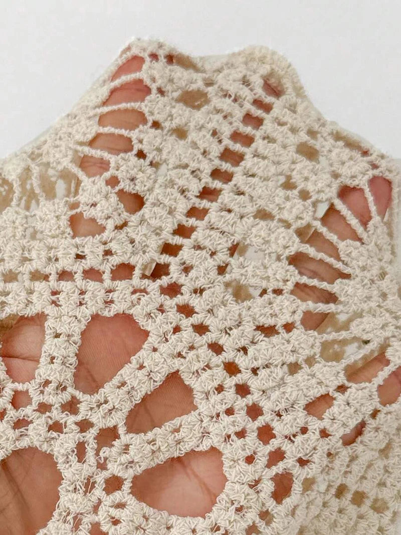 Boho Crochet Midi Dress | White Beach Vacation Dress