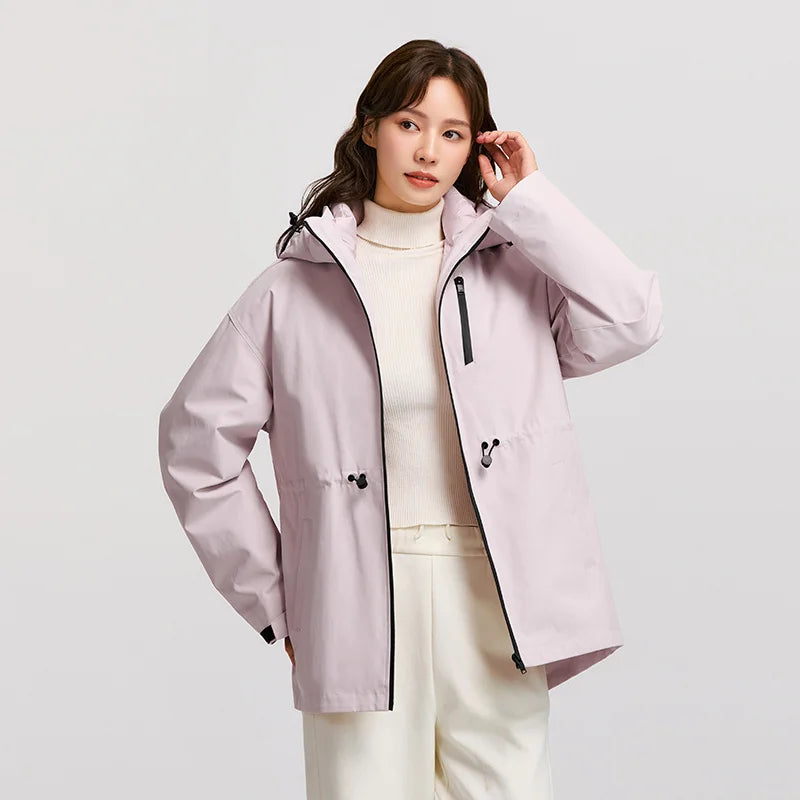 Women’s Lightweight Hooded Windbreaker Jacket | Adjustable Waist Waterproof Outdoor Coat