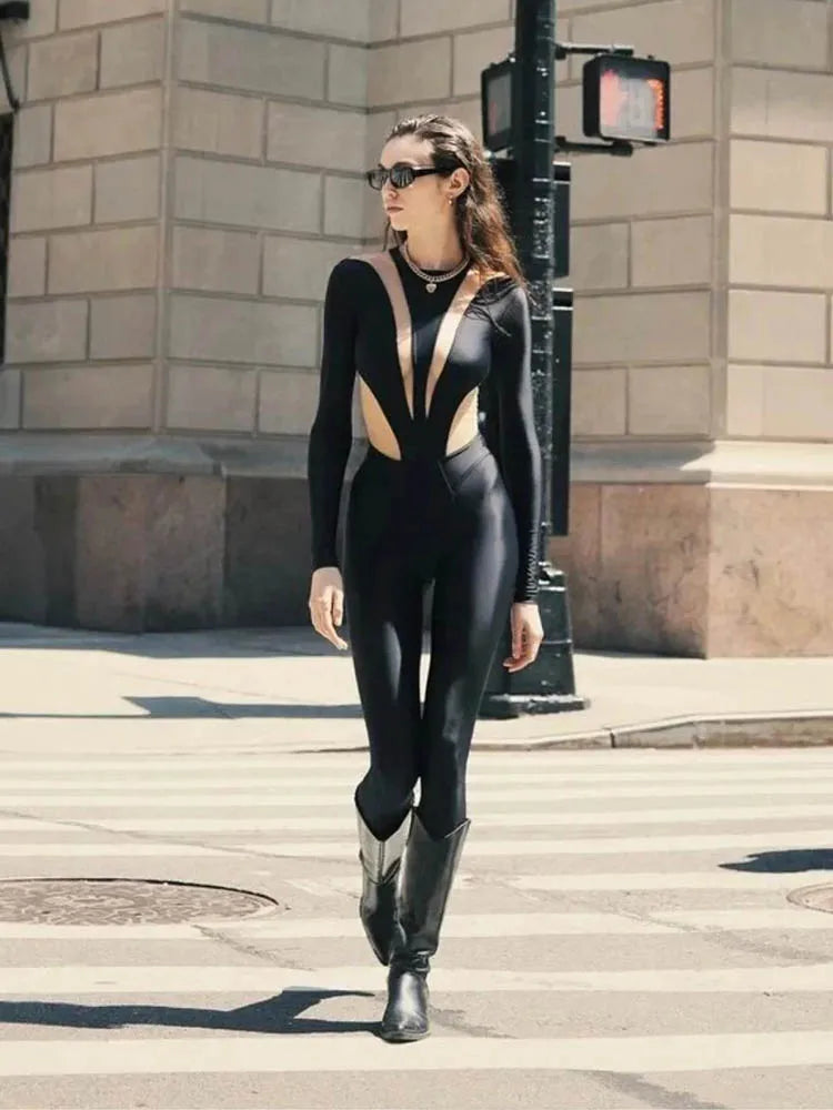 Cut Out Bodycon Jumpsuit Women | Long Sleeve Slim Fit Party Outfit
