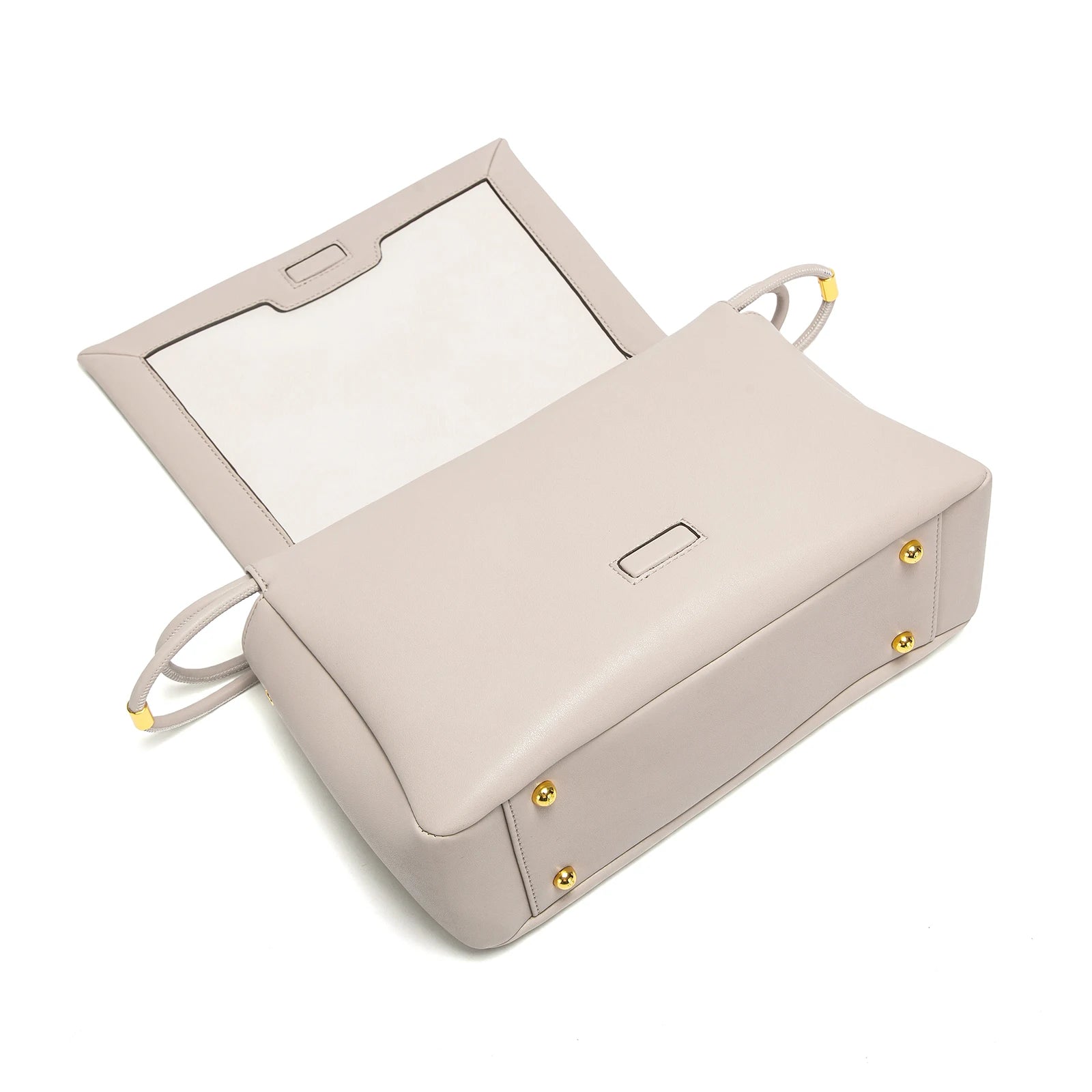 Cream Leather Crossbody Bag for Women | Elegant Flap Shoulder Handbag | Minimalist Evening Purse with Gold Hardware