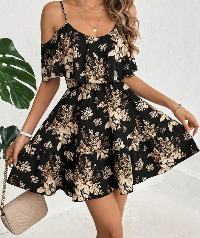 Floral Cold Shoulder Mini Dress | Boho Summer Dress