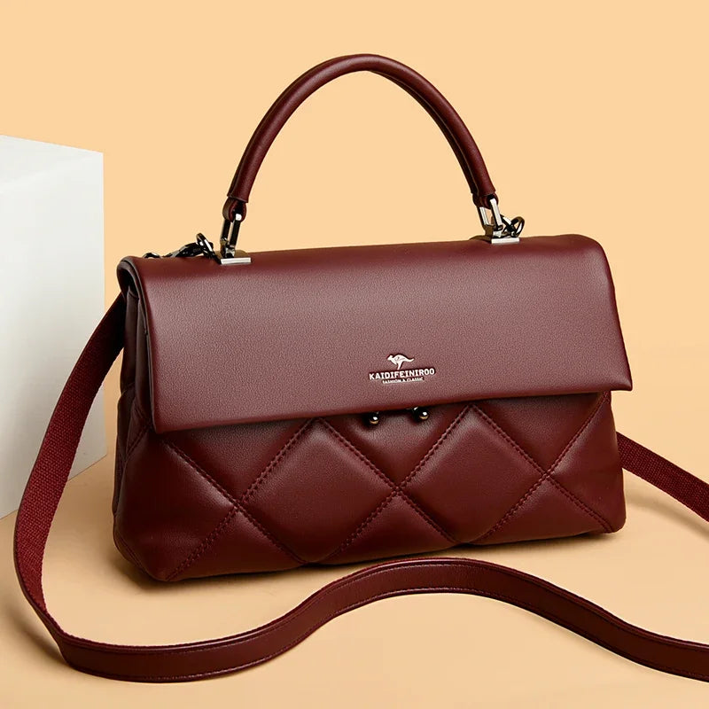 Quilted Top Handle Handbag for Women | Elegant Crossbody Satchel Purse | Luxury Shoulder Bag