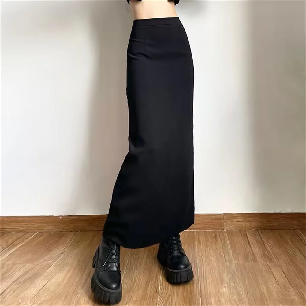 Women High Waist Maxi Pencil Skirt Elegant Bodycon Long Skirt