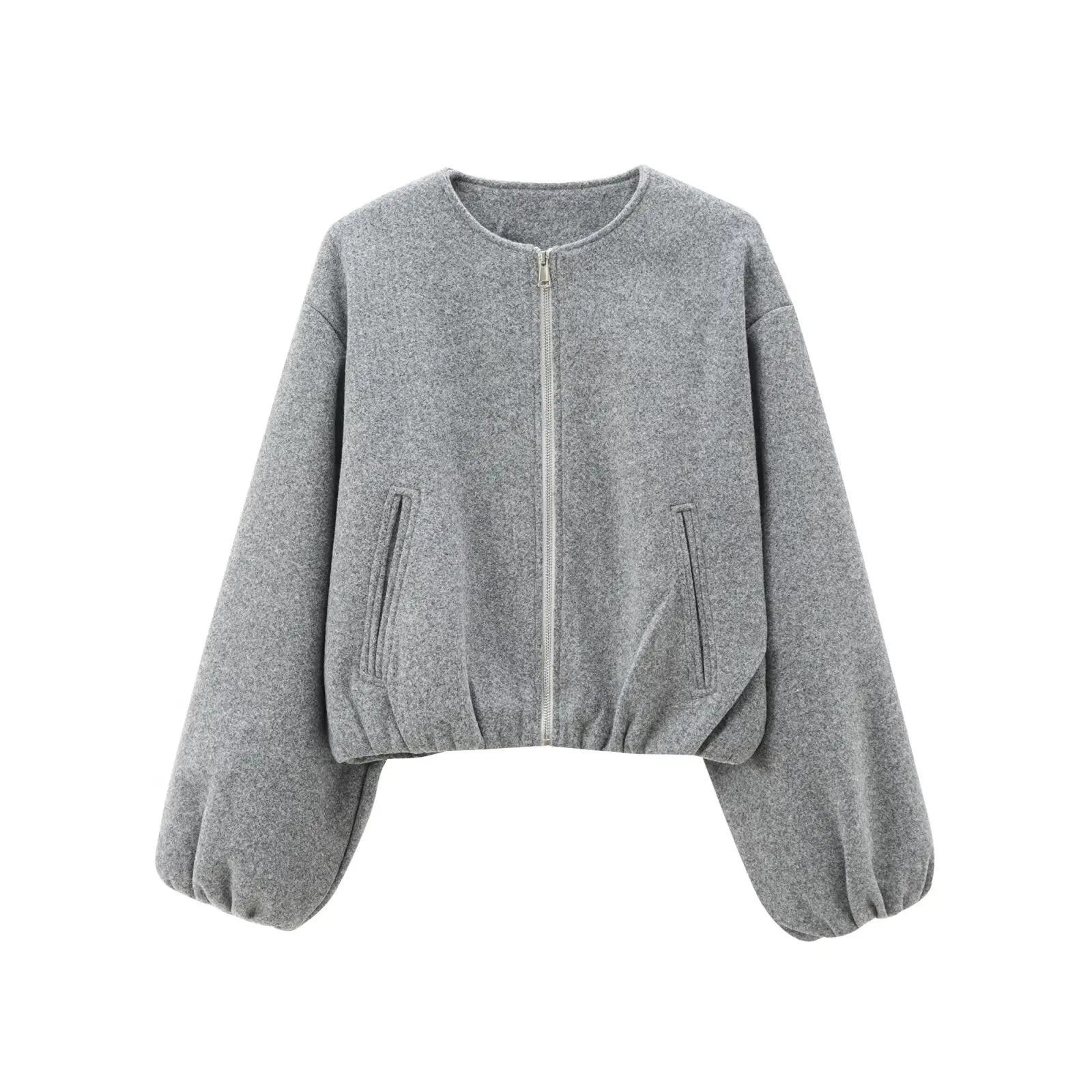 Cropped Bomber Jacket | Casual Fleece Zip Up Jacket