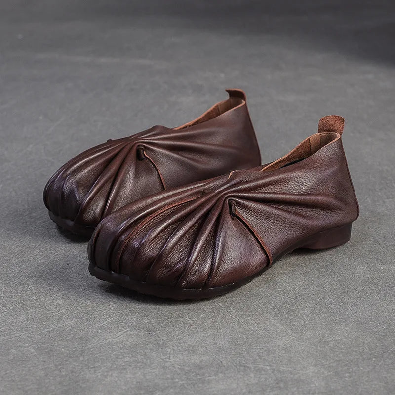 Women’s Pleated Ballet Flats – Soft Round Toe Slip-On Shoes for Casual, Office & Everyday Wear