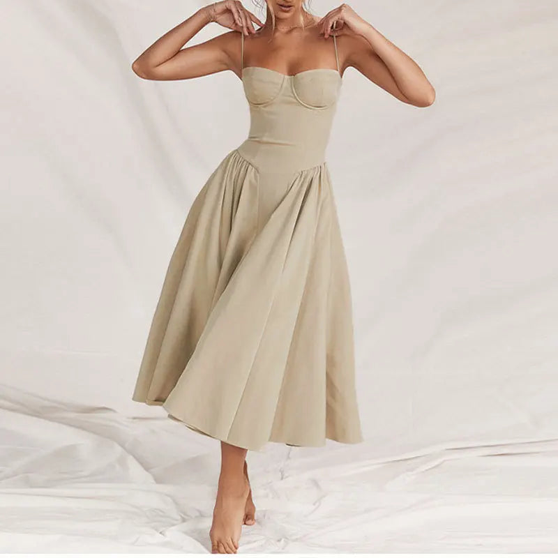 Strap Midi Dress Women | Fit and Flare A Line Casual Summer Dress