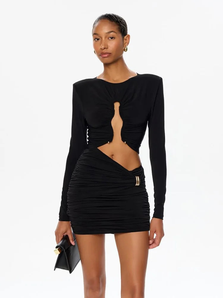 Cut Out Mini Dress Women | Sexy Ruched Bodycon Dress