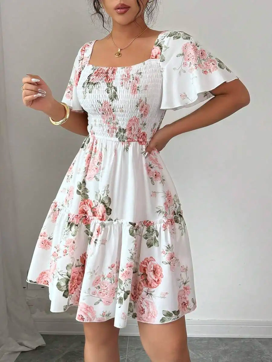 Floral Smocked Mini Dress | Cottagecore Summer Dress
