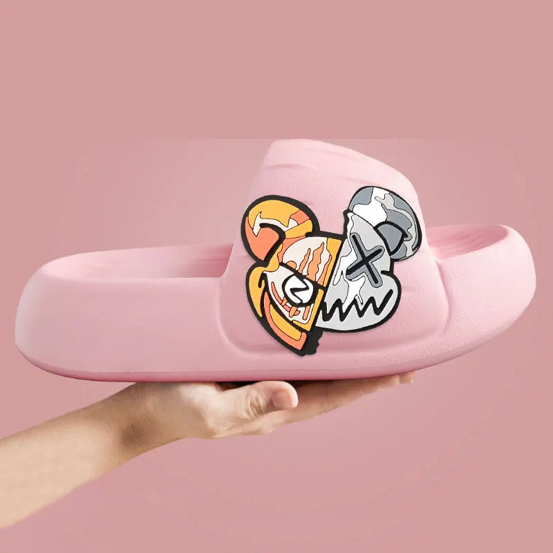 Women’s Graphic Slide Slippers – Casual Cartoon Comfort Slides for Home, Beach & Everyday Wear