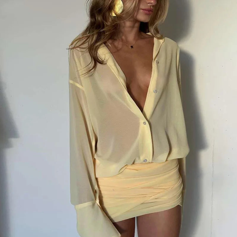 Satin Co Ord Set | Ruched Mini Skirt Outfit