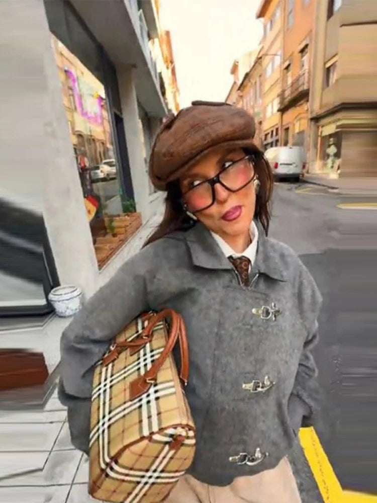 Women’s Oversized Toggle Jacket | Vintage Wool Blend Casual Coat