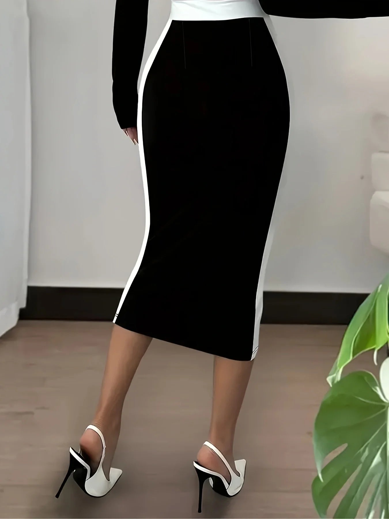 Women High Waist Pencil Midi Skirt Elegant Bodycon Office Wear Skirt