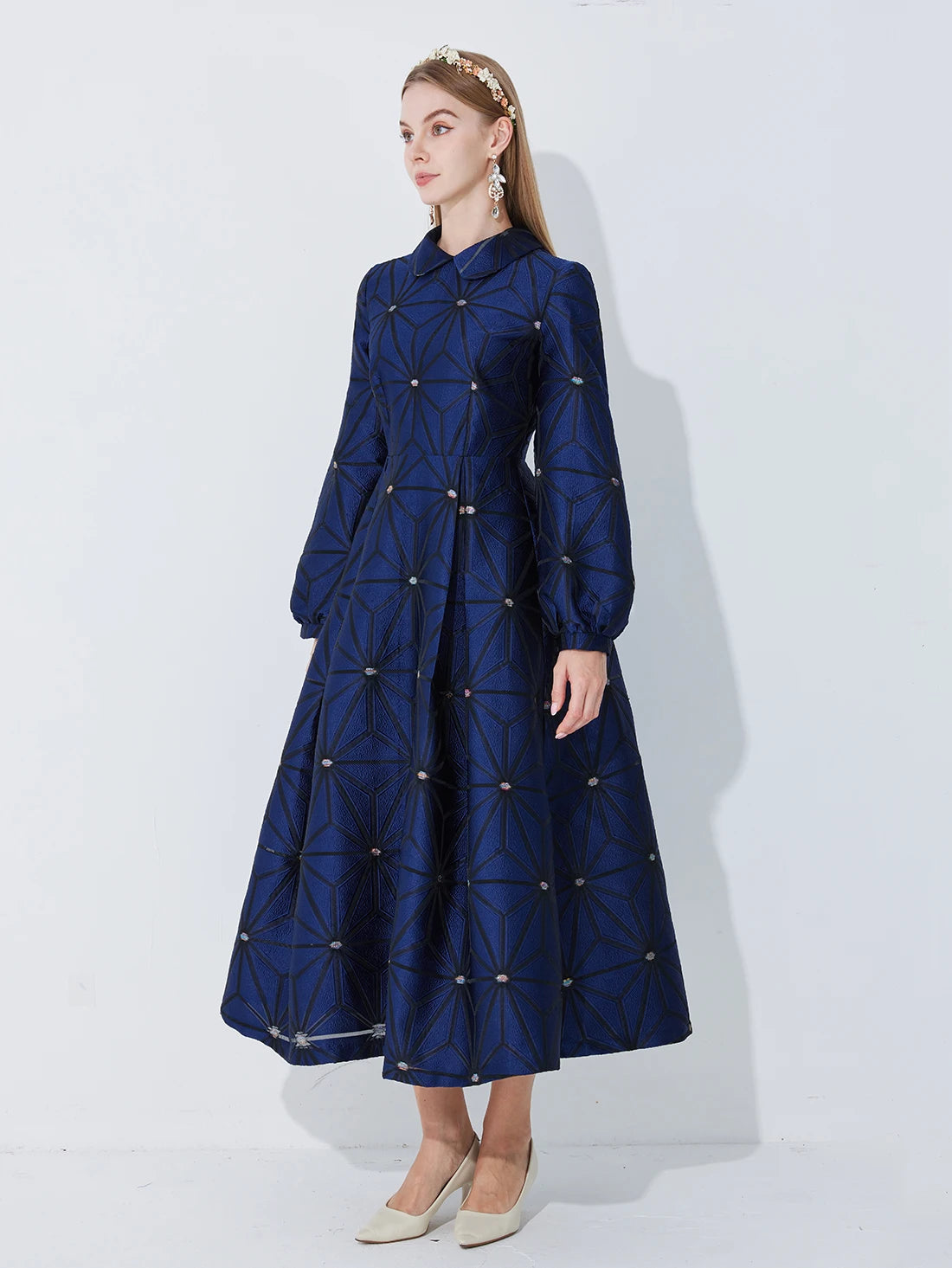 Midi Dress Women | Long Sleeve Elegant A-Line Party Dress