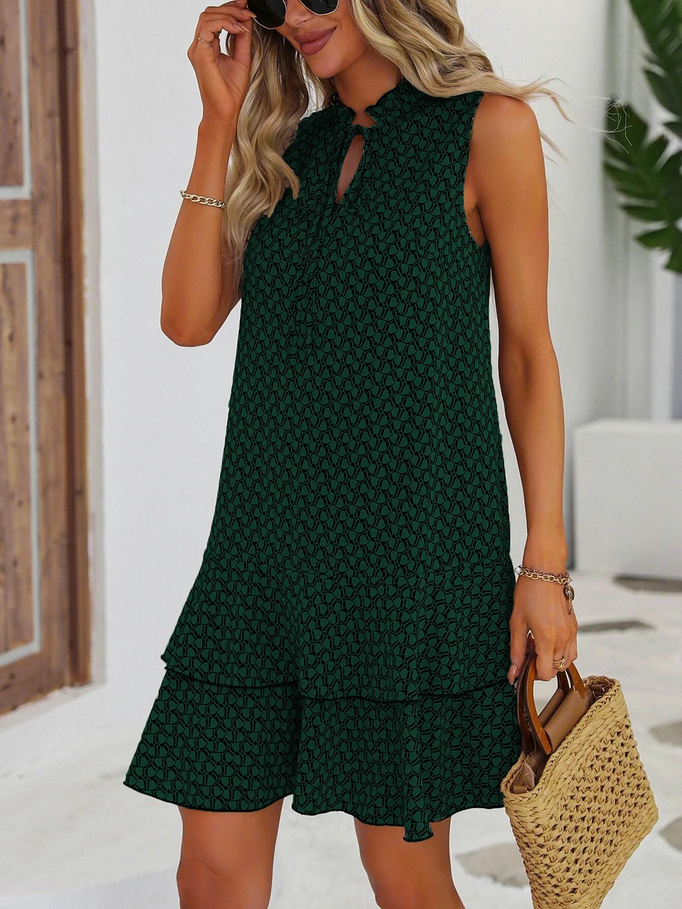 Boho Printed Sleeveless Mini Dress | Loose Fit Summer Dress