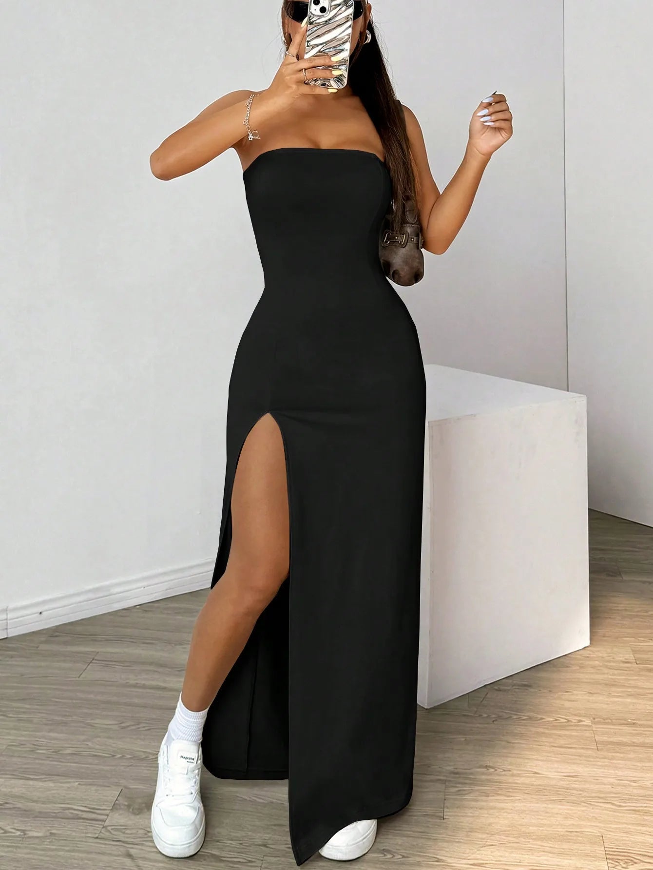 Strapless Maxi Dress | Bodycon Slit Evening Dress