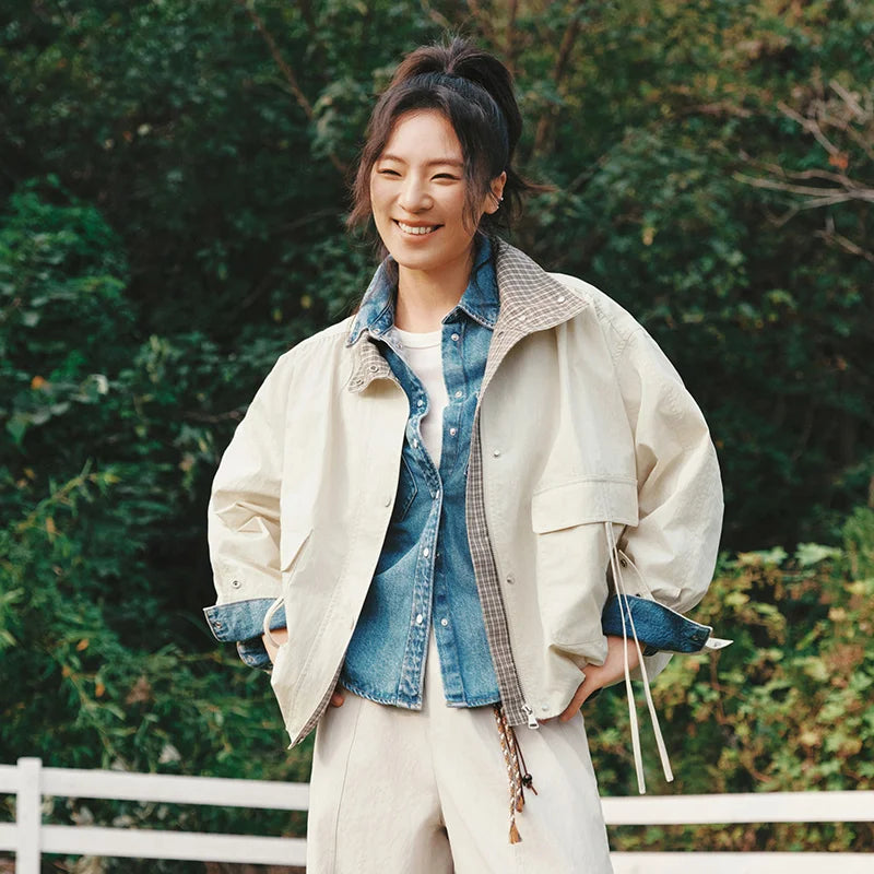 Women’s Oversized Utility Jacket | Casual Layered Streetwear Coat