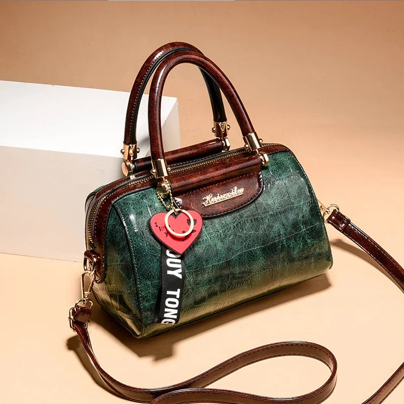 Luxury Croc Texture Handbag for Women | Designer Top Handle Shoulder Bag | Elegant Crossbody Purse | Fashion Office Tote