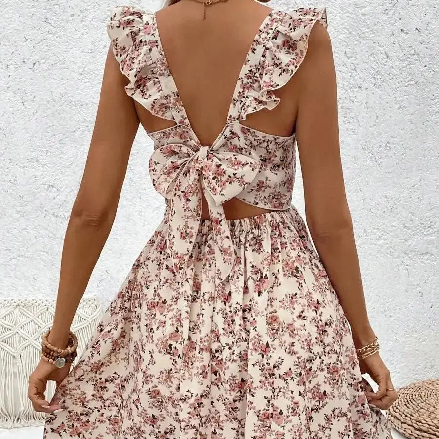 Floral Ruffle Sleeve Mini Dress | Cottagecore Summer Dress