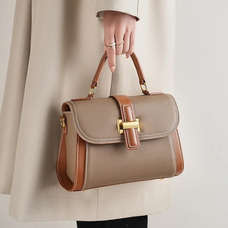 Elegant Top Handle Handbag for Women | Structured Crossbody Satchel Purse | Luxury Office Shoulder Bag