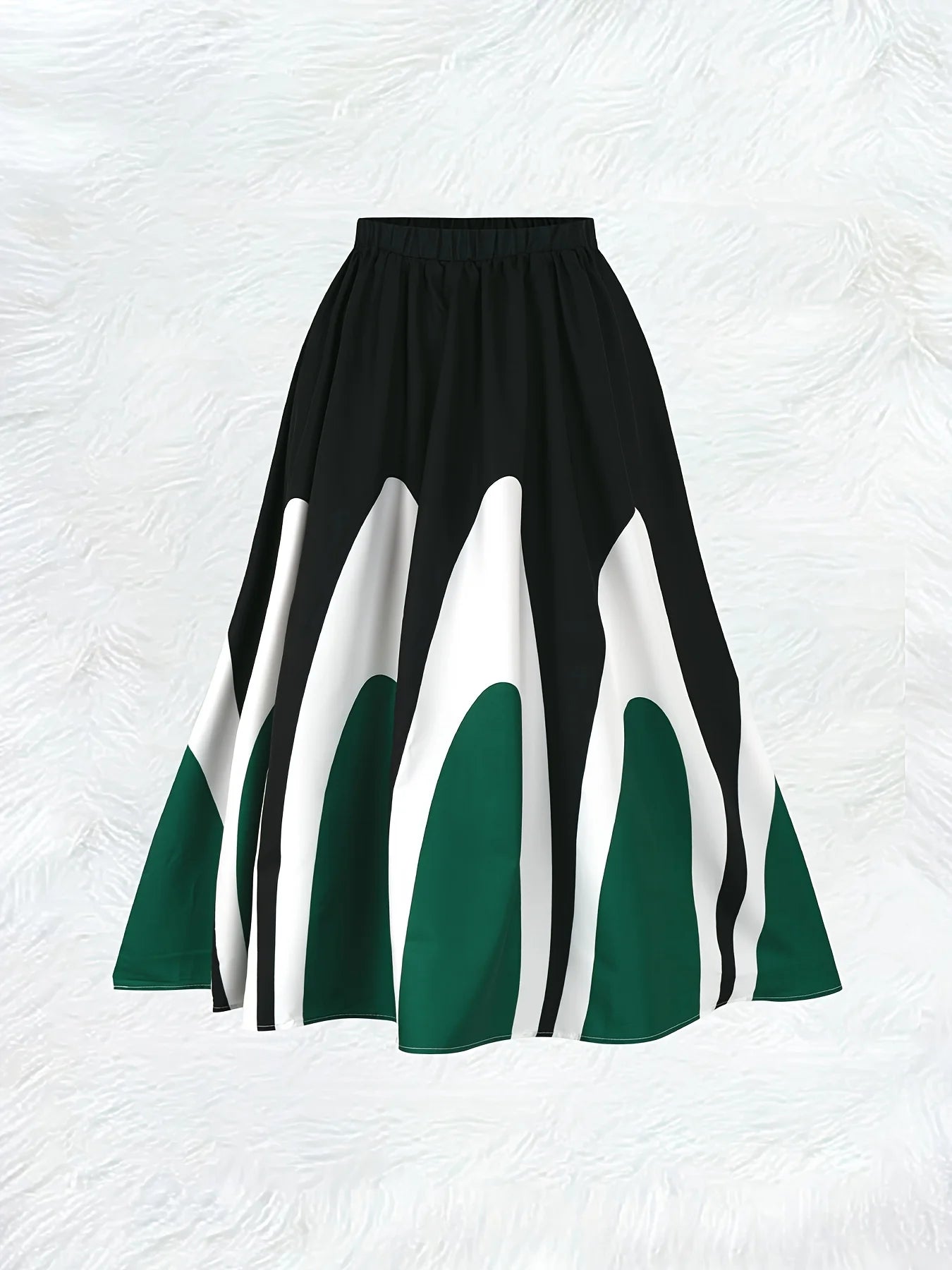Women Vintage Geometric Print Midi Skirt High Waist Flared A Line Skirt