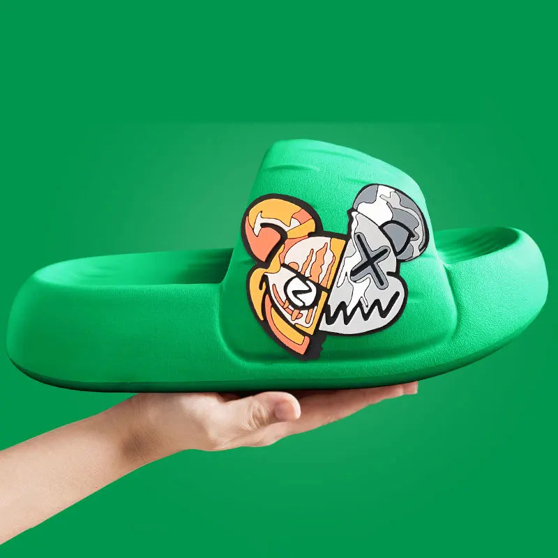 Women’s Graphic Slide Slippers – Casual Cartoon Comfort Slides for Home, Beach & Everyday Wear