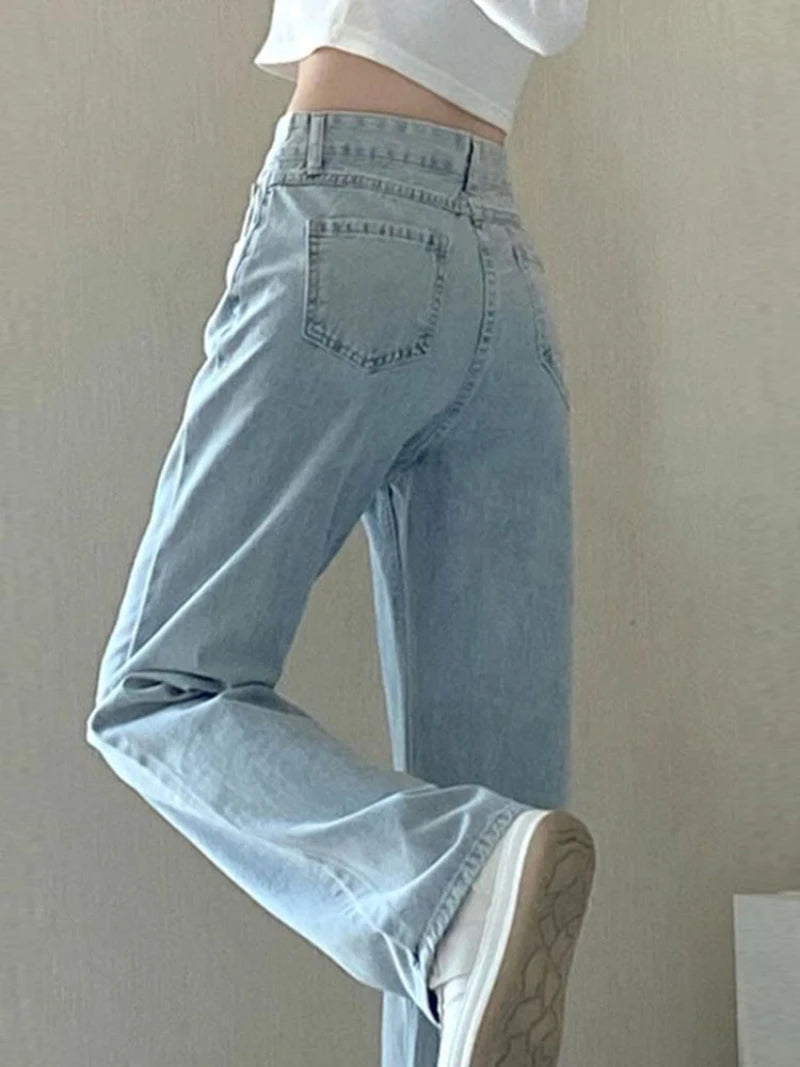 Women High Waist Baggy Wide Leg Jeans Casual Loose Fit Denim Pants