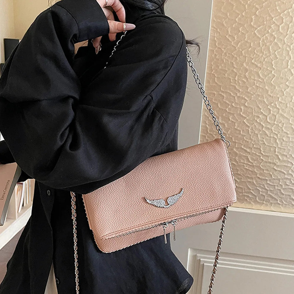 Brown Chain Crossbody Bag for Women | Elegant Flap Shoulder Purse | Mini Leather Messenger Handbag