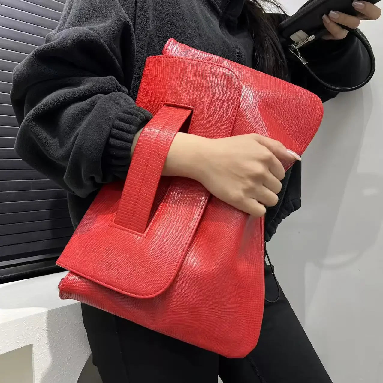 Minimalist Clutch Handbag for Women | Designer Textured Shoulder Bag | Elegant Fashion Purse | Modern Everyday Handbag