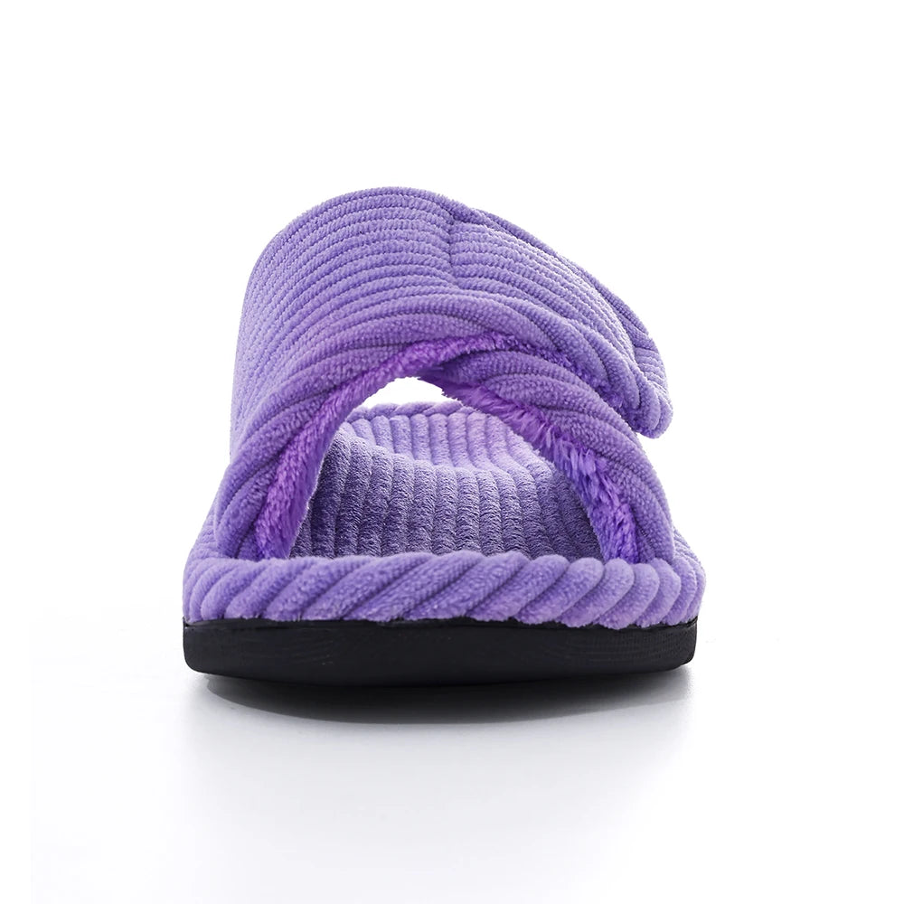 Women’s Ribbed Comfort Slide Slippers – Soft Cushioned Flat Sandals for Home, Casual & Everyday Wear