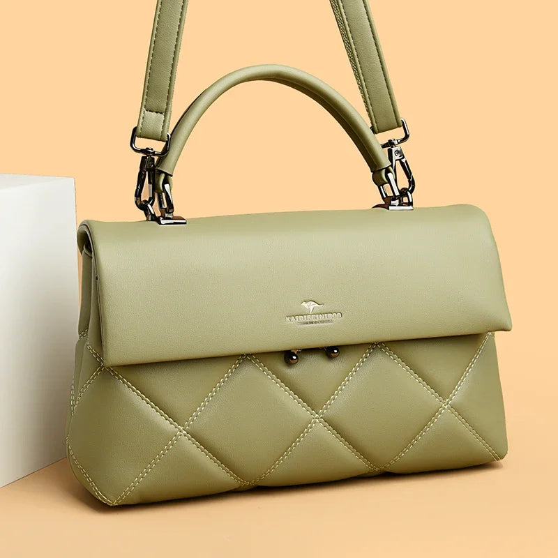 Quilted Top Handle Handbag for Women | Elegant Crossbody Satchel Purse | Luxury Shoulder Bag