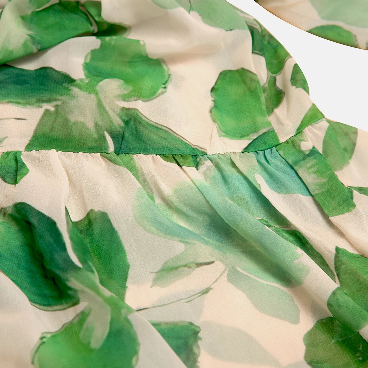 Women’s Green Floral Maxi Dress | Elegant Long Sleeve Belted Botanical Shirt Dress