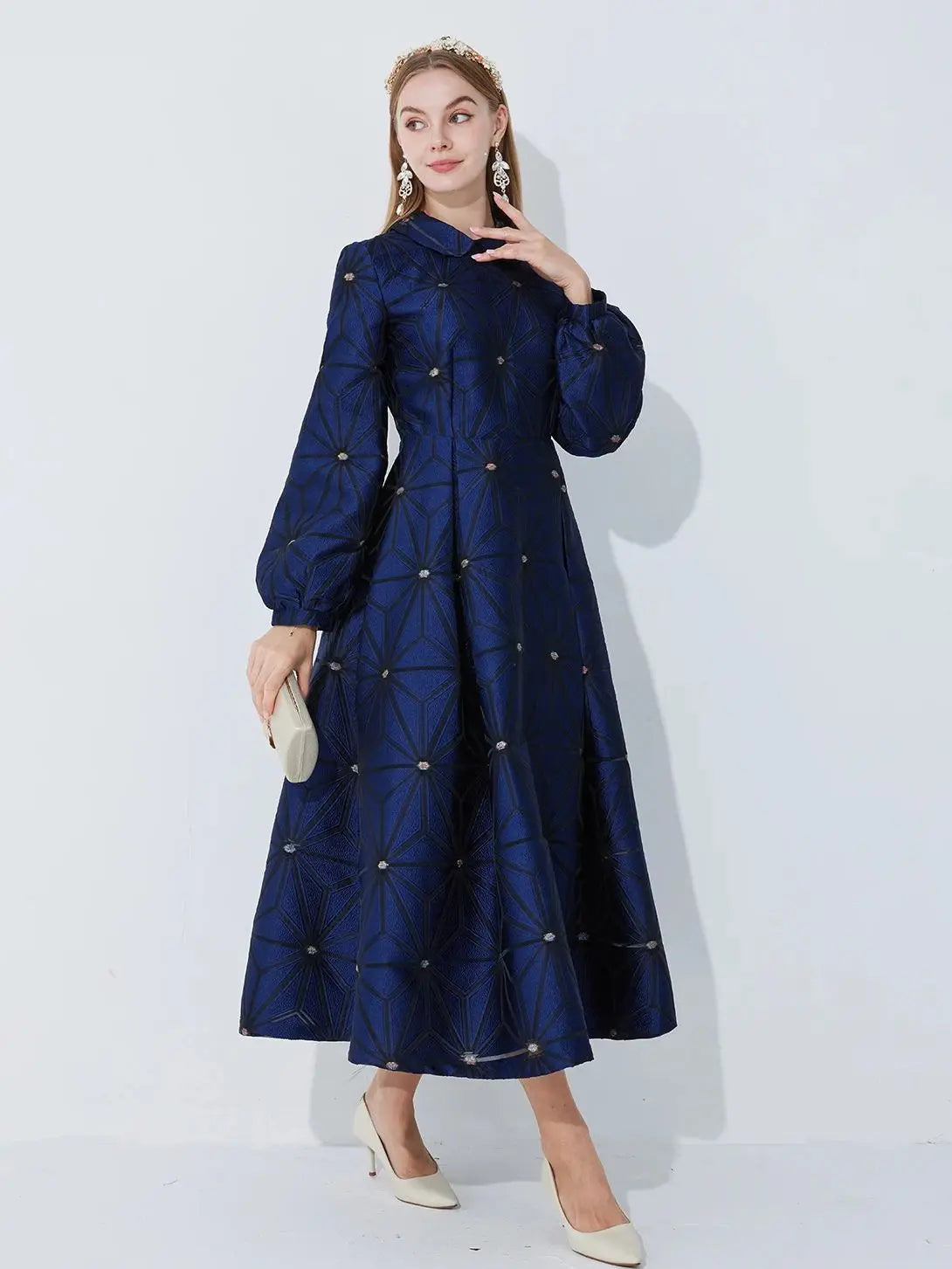 Midi Dress Women | Long Sleeve Elegant A-Line Party Dress