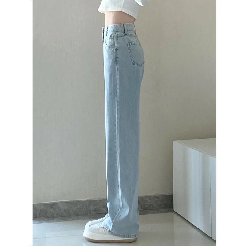 Women High Waist Baggy Wide Leg Jeans Casual Loose Fit Denim Pants