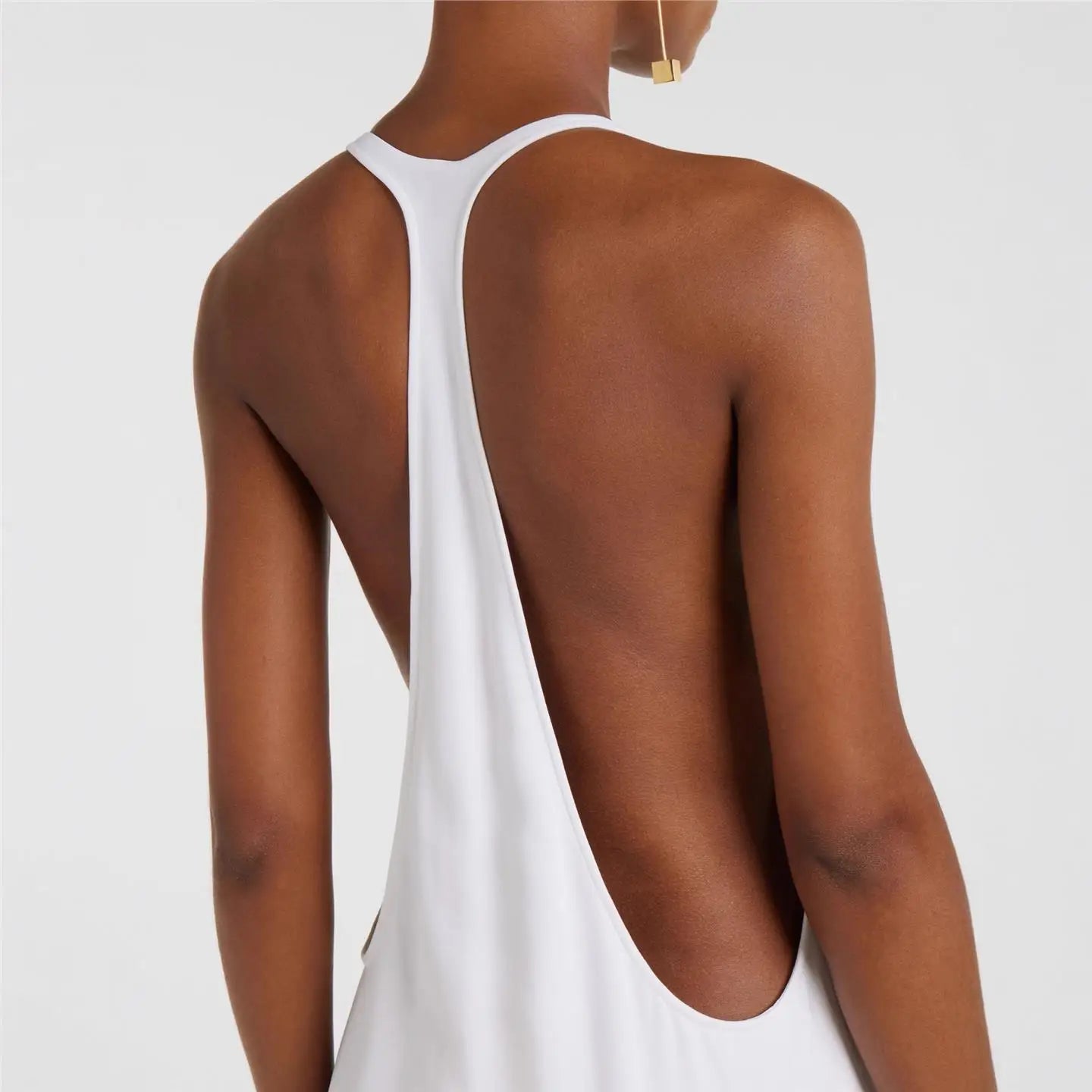 Women’s White Backless Maxi Dress | Elegant Racerback Sleeveless Evening Gown for Resort, Beach & Special Occasions