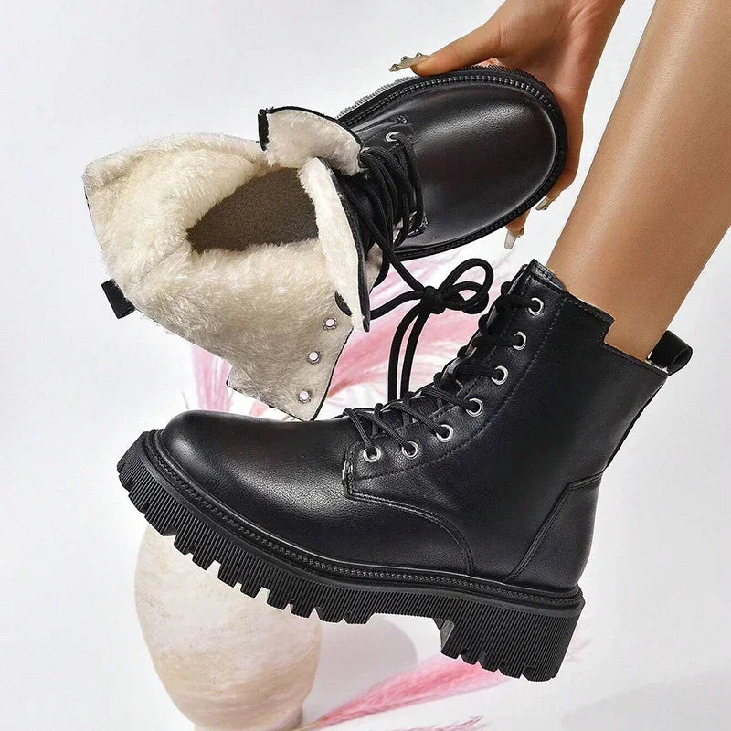 Women’s Lace-Up Combat Boots – Chunky Ankle Boots for Casual, Streetwear & Winter Fashion